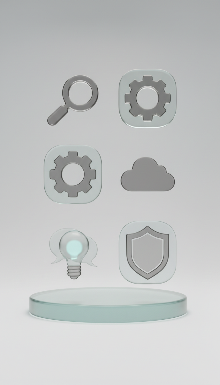 Essential Icon Set In Glass Finish